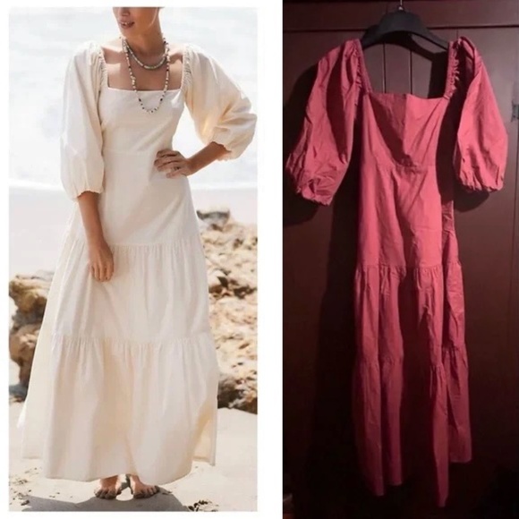 L*Space Bahia Open Back Peasant Maxi Dress Brick Red Size S - NWT - Picture 1 of 16